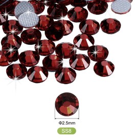 MECCANIXITY 2880 Pcs Hotfix Rhinestones Flatback Crystal Glass Gems Art Rhinestones for Crafts Clothes DIY Decoration(SS8 2.5mm,Dark Red)