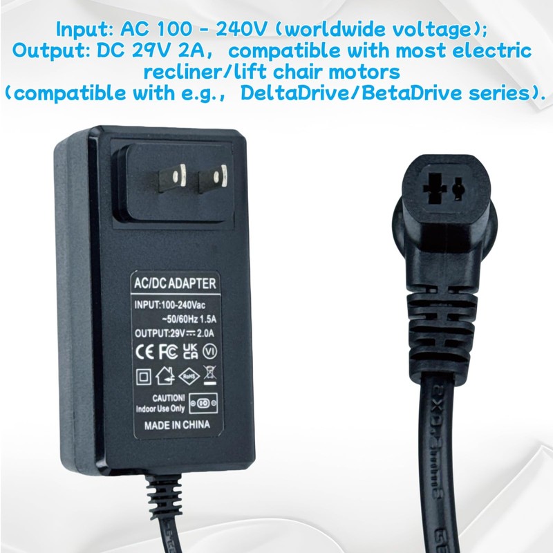 29V 2A AC/DC Power Supply for Recliner,Universal 2-Pin Switching Power