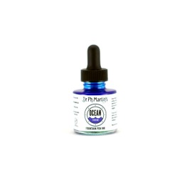 Dr. Ph. Martin's Ocean Fountain Pen Ink (1E) Ink Bottle, 1.0 oz, Edge Blue, 1 Bottle