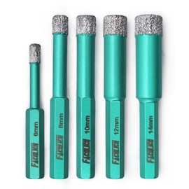 FACHLICH Ceramic Tile Drill Bits 6/8/10/12/14mm Diamond Bits Porcelain Drill Bits with Hex Shank for Granite Marble Tile Porcelain Ceramic