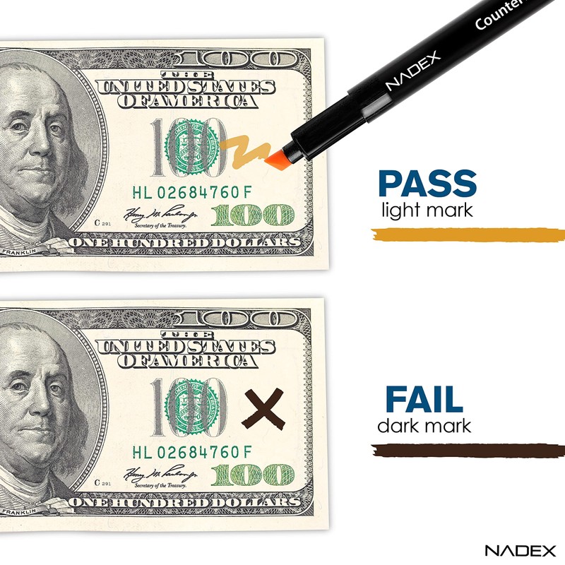 Nadex Counterfeit Pen, Easy Swipe - Gold for Real, Black