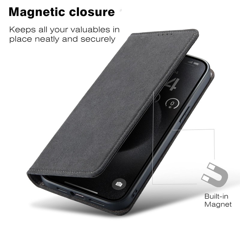 AKANTRA Alcantara Flip Case for iPhone14 Pro Max,Handmade Fully-Wrapped Synthetic