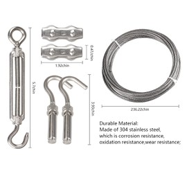 Clotheslines,Portable Windproof Clothes Rope Line with Stainless Steel Cable Tightener System Multipurpose Heavy Duty Laundry Rope for Christmas Decor Outdoor/Indoor/Home/Drying (20ft)