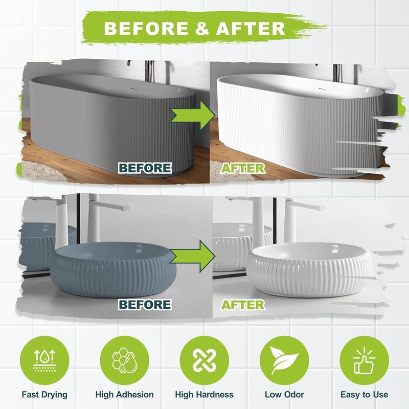 17 oz White Tub and Tile Paint, Semi-Gloss Refinishing Kit