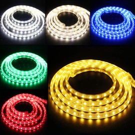 XUNATA 4 m LED RGB Strip, AC 220 V 230 V IP65 Waterproof Multicoloured Replace SMD 5050 60 leds/m LED Strip Light with 24 Buttons IR Remote Control for Bar Ceiling Counter Cabinet Christmas Party