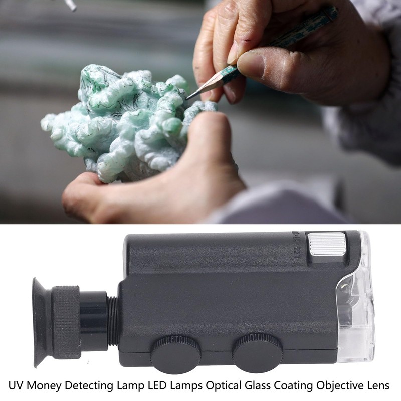 Pocket Microscope, 200x-240x Multifunctional Compact Portable Handheld Microscope UV Flashlight