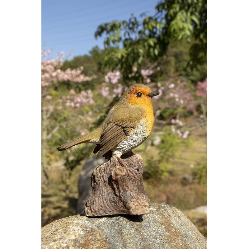 Hi-Line Gift Ltd. Motion Activated Singing Robin ON Stump, Brown;