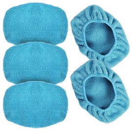 eFuncar Car Care Microfiber Cloths for Windshield Cleaning Tool, Windshield Cleanner Wand Replaceable Glass Cleaning Bonnets, Interior Auto Window Cleaner Washing Pads, Fit 5”, Blue, 5 Pack