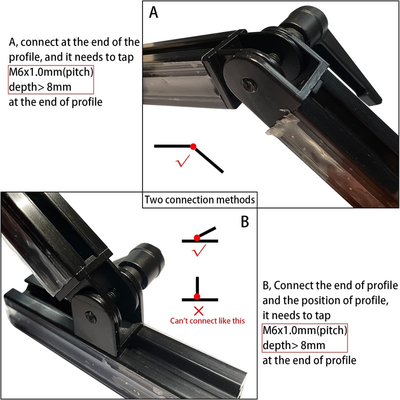 BLCCLOY 4 Sets Black 2020 Aluminum Extrusion Pivot Hinge Swivel