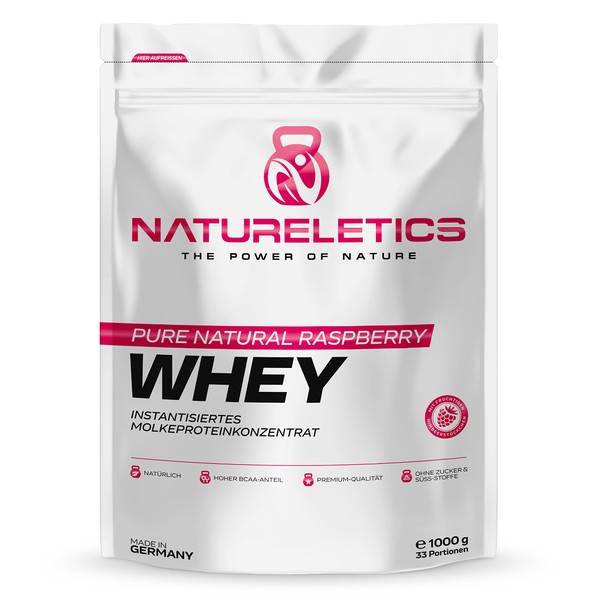 NATURELETICS RASPBERRY 1 kg Natural Premium Whey Protein from Germany