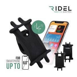 Silicone Bike Phone Holder with Flexible & Adjustable Strap - 3"-6" Motorcycle Phone Mount for Handlebar - Universal Phone Holder for Bike, Scooter, Stroller, Car Steering, Treadmills & Shopping Cart