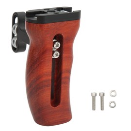 Camera Cage Side Handle Universal Wooden Side Handle Adjustable with Cold Shoe Mount Built in Wrench