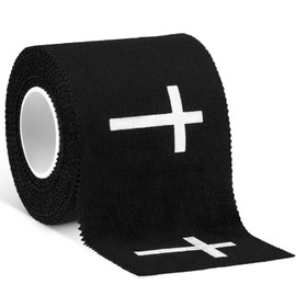 Geiserailie Christian Athletic Tape with Cross 2IN X 23FT Religious Cotton Sport Tape Wrist Ankle Tape for Sports Tennis Gymnastics Trainers Boxing Athlete First Aid Injury Wrap(Black)