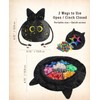 ANZOME Dice Bag, Black Cat Velvet Pouch with 7 Dividers,