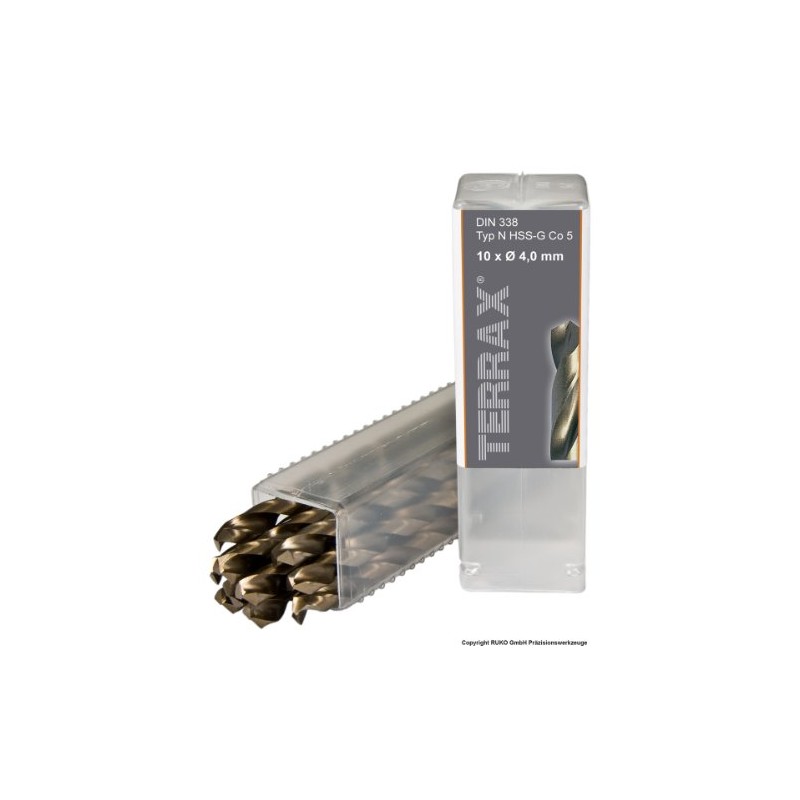 Ruko Terrax Spiral Drill HSS-CO5 4 mm in a 10