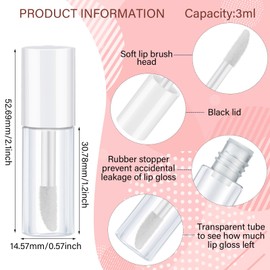 Patelai 100 Pieces Clear Mini Lip Gloss Tube Refillable Empty Lip Balm Gloss Containers Bottles Transparent Mini Lipstick Containers for Women DIY Makeup(White,3ml)