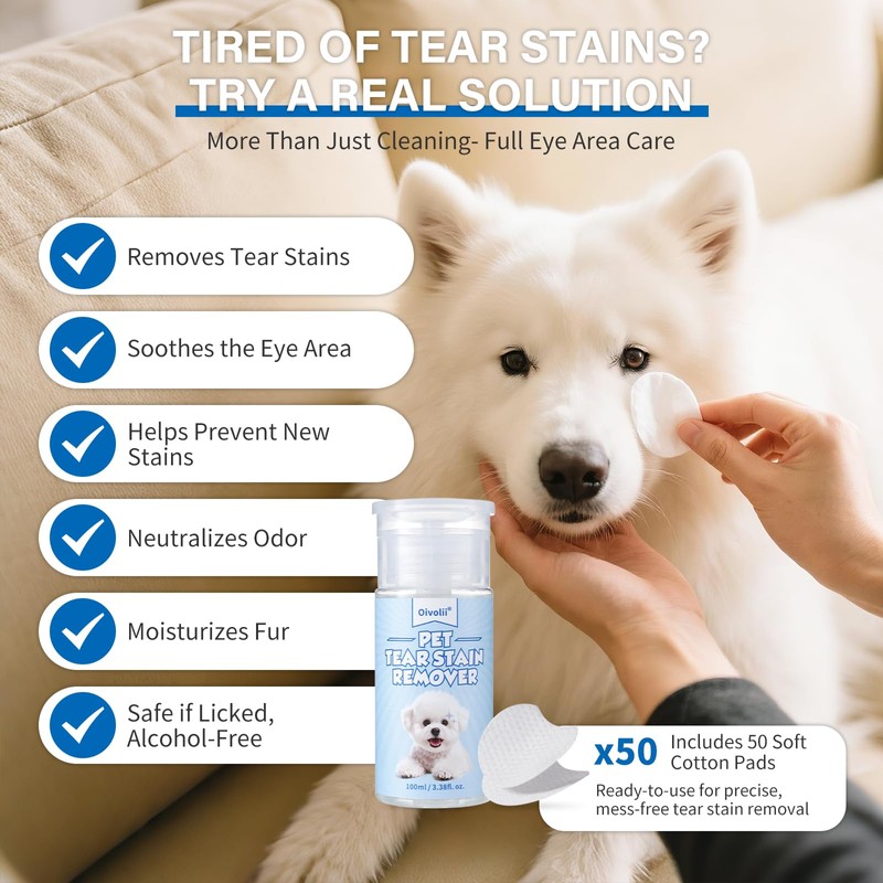Oivolii Tear Stain Remover for Dogs & Cats – Natural