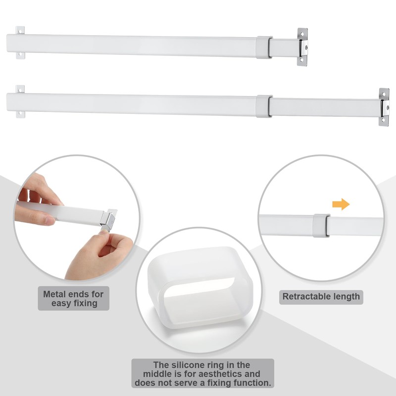DoubleFill 4PCS sidelight curtain rods 8" - 12" flat curtain