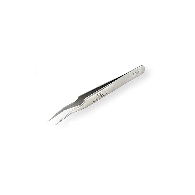 Vetus Tweezer Non-Magnetic Stainless Steel Curved Slant Tip Eyelash Eyebrow