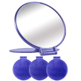 Compact Mirror Bulk Round Makeup Mirror for Purse, Set of 3, 2.6"L x 2.37"W (Blue)