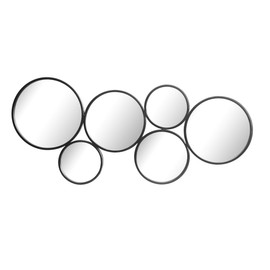 Stonebriar 37" Black Metal Multi Circle Wall Mirror with Attached Hangers, Decorative Modern Decor for the Living Room, Bedroom, Bathroom, Hallway, and Entryway
