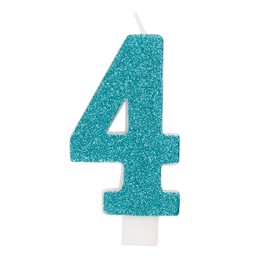 Glitter Number 4 Birthday Candle - 3" | Assorted Color | 1 Pc