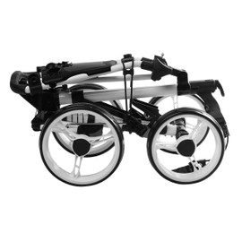 Qwik-Fold Folding Golf Push Cart 4 Wheel with Foot Brake – 1-Second Open & Close Golf Bag Cart, Adjustable Handle, Ball-Bearing Wheels, Lightweight Aluminum Frame, Umbrella Holder Included