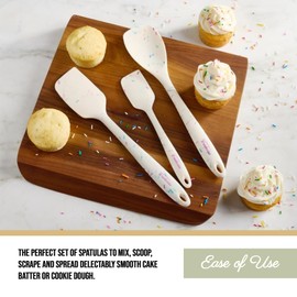 Trudeau Confetti Silicone Utensil Set – 11" Spatula, 11" Spoonula & 8" Small – Reinforced hybrid flexible silicone, BPA-free, heat resistant to 428°F, ergonomic & dishwasher safe.