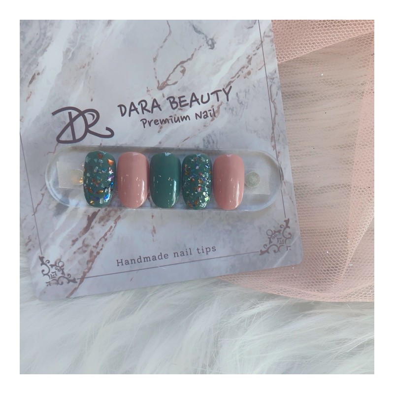 [Handmade nail tip] Terrazzo mixed mother-of-pearl nails / [수제네일팁] 테라조