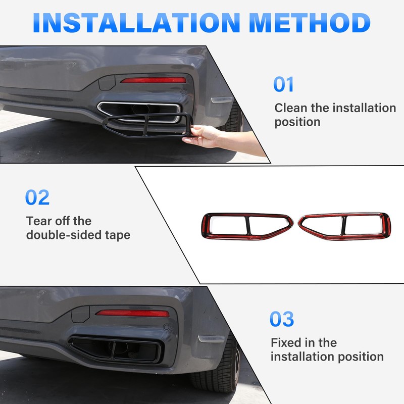 DIYUCAR Stainless Steel Exhaust Trim Black Exhaust Pipe Decoration Accessories
