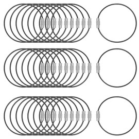 DFTOA-30 Pack 6 inch Extendable Wire Keychain Cable/Luggage Tags/Loops Holder/ID Tag Keeper, Black Cable Key Ring