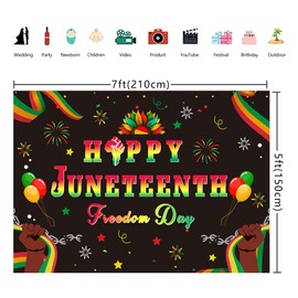 7X5FT Happy Juneteenth Banner Backdrop Pan African American 19th June 1865 Freedom Day Background Juneteenth Party Decoration Supplies for Home Party