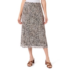 Printed Mesh Skirt, Creamy Brown, 38