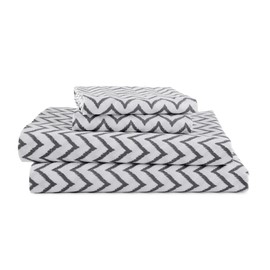 Martex 225 Thread Count Cotton Rich 3 Piece Twin Bed Sheet Set - Twin Sheet Set - 1 Fitted Sheet, 1 Flat Sheet, 1 Pillowcase - Soft – Durable – Wrinkle Resistant Chevron Sheet Set (Twin, Chevron)