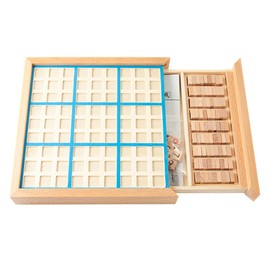 Lixada Wooden Sudoku Puzzle Board Wood Sudoku Game Set with Drawer Math Brain Teaser Desktop Toys