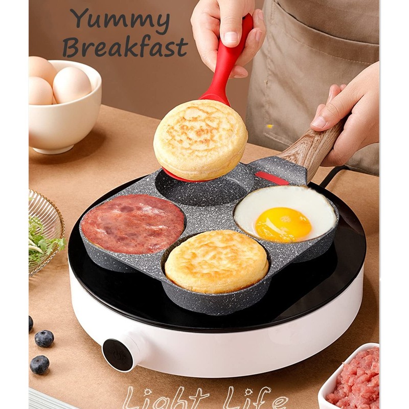 HUPECHAM 4-Cup Egg Pan Nonstick, and Granite Egg Frying Pan,
