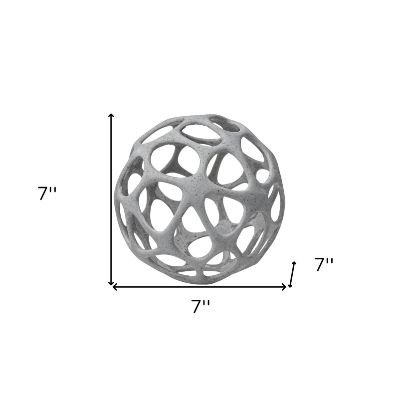 Homeroots Light Gray Metal Hollow Orb Sculpture
