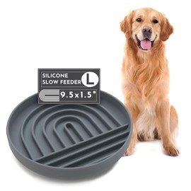Should We Go? - The Slowdown Bowl - Silicone Slow Feeder for Dogs & Puppies, Slow Eating, Modern Lick Mat Design, Reduces Gulping, Dishwasher Fit, for All Breed, Mealtime Challenge, Large-Charcoal