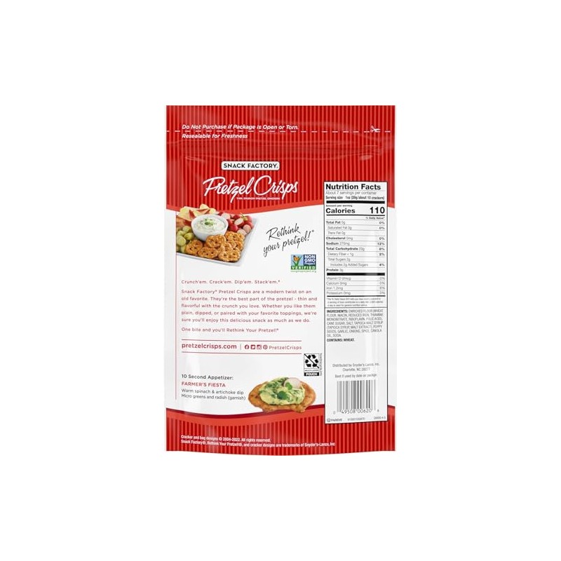 Snack Factory Pretzel Crisps Everything Flavor 7.2oz (PACK OF 12)