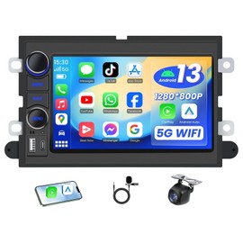 5G WiFi Car Radio Stereo for Ford F150 2004-2008: 7 inch 1280 * 800 Touch Split Screen Car Stereo Upgrade with Wireless Carplay Andriod Auto Bluetooth Backup Camera GPS SWC HiFi FM/RDS Audio