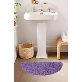 Home Weavers Bell Flower Collection 100% Cotton Tufted Bath Rugs, Extra Soft and Absorbent Bath Rugs, Non-Slip Bath Mats, Machine Washable, Bath Mats for Bathroom Floor, 17"x30" Slice Rug, Purple