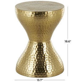 Deco 79 Metal Hammered Accent Table with Hourglass Shape, 14" x 14" x 19", Gold