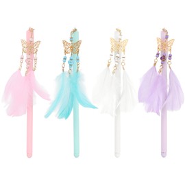 Lobagve 4 Pcs Feather Gel Pens Butterfly Gel Pen Black Ink 0.5 mm Office Supplies