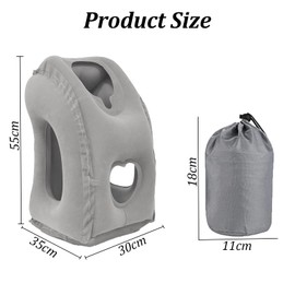 Inflatable Travel Pillow Headrest, Neck & Head Support Pillow, Airplane Neck Air Pillow for Sleeping Traveling to Avoid Neck & Shoulder Pain, Compact & Lightweight, for Office Train Travel