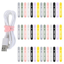 42 Pcs Silicone Cable Ties, Adjustable Silicone Cable Straps Wire Organizer, Reusable Cord Organizer Cable Management, Multipurpose Elastic Cable Organizer, Travel Cord Organizer Essentials(7 Colors)