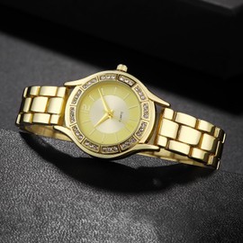 TWOPTION Womens Waterproof Wrist Watch,Women's Small Thin Analog Bracelet Quartz Watch Dainty Christmas Gifts (Gold-06#)