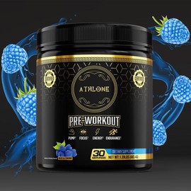 Athlone Pre Workout Performance blend - Massive Pumps, Energy, Focus, Endurance and Nitric Oxide Booster Healthcare Fitness Supplement Dietary - Color: Blue Razzberry