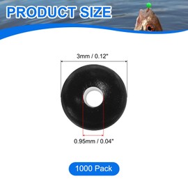 YELARXI Fishing Beads Holographic Hard Plastic Fishing Bait Eggs Lure Rigs Accessories, 3 mm Fit for Saltwater Freshwater - Round (1000 Pack, Black)