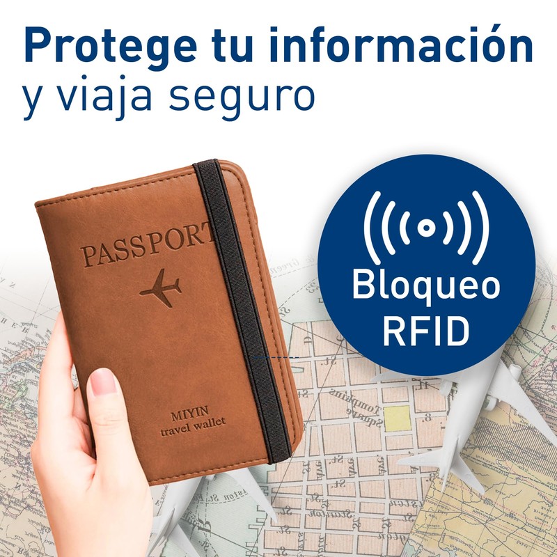 Bluelander Porta Pasaporte, con Protección RFID, Porta Pasaporte y Visa,