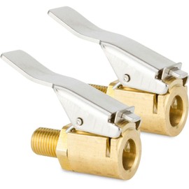 Kettion 2 Pcs Auto Brass 8mm Tire Air Chuck, Brass Tyre Valve Air Pump Clip, Car Air Pump Thread Nozzle Adapter, Air Pump Clip Clamp Connector Adapter, Fast Conversion Head Clip Type Nozzle (Gold)